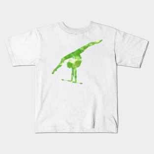 Green Rhythmic Gymnast with Clubs Kids T-Shirt